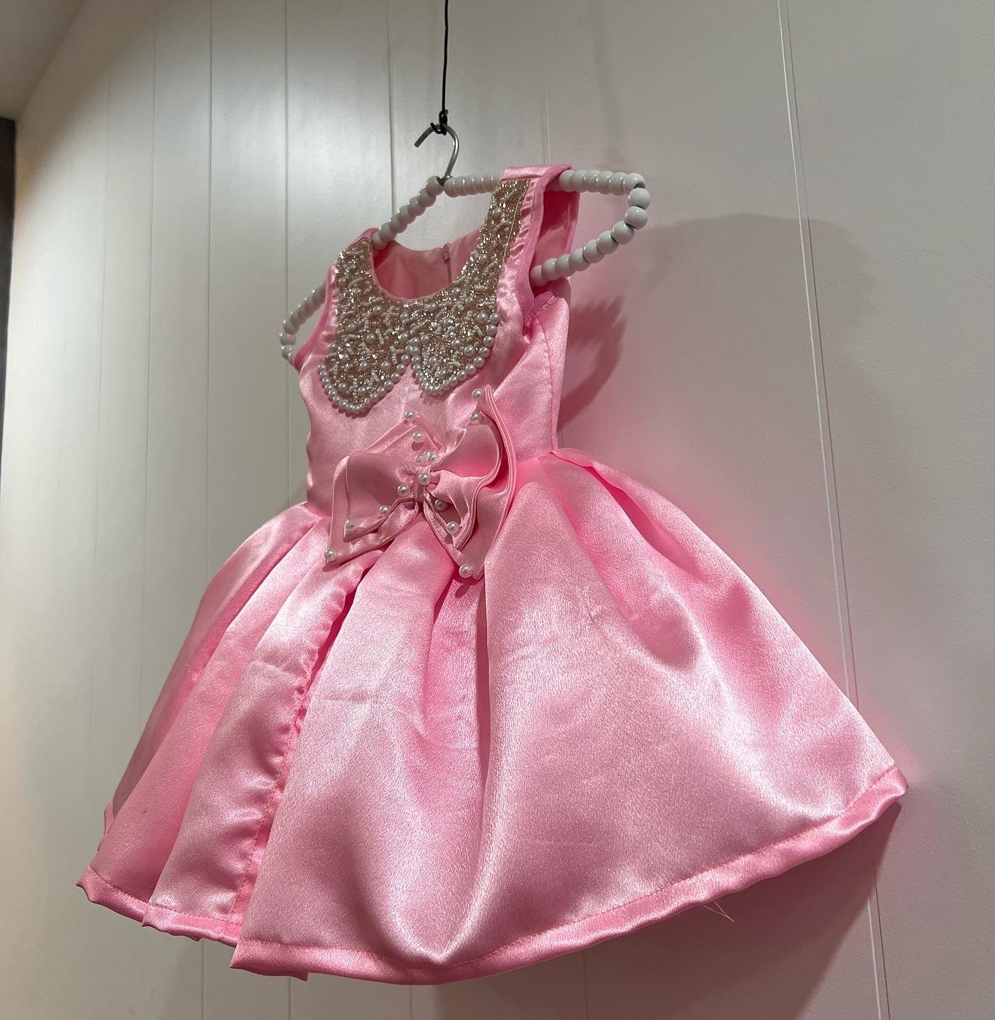 Beautiful Satin And Handwork Girl Dress