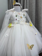 Classy White Sunflower Baby Dress
