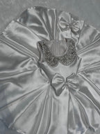 Classy White Satin Dress With Handwork