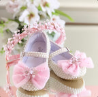 White customised baby shoe