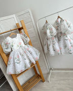 Dress From Matte Oraganza With Rose Print