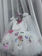 Classy Handcrafted White Butterfly Baby Dress