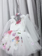 Classy Handcrafted White Butterfly Baby Dress