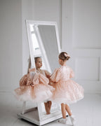 Classy Rose Gold Sequins Baby Dress
